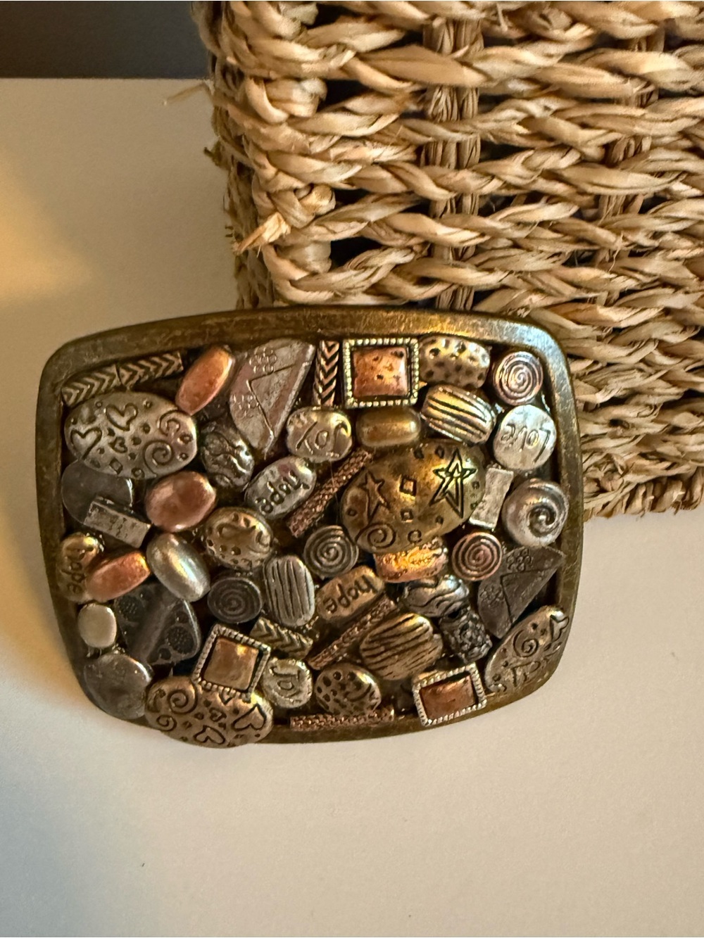 Belt Buckle Artisan Style Mixed Metal Women’s Western Hip Cowgirl Gold Silver‎
